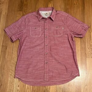 Woolrich Mens XL Double Pocket Button Front Shirt Short Sleeve Heather Red‎